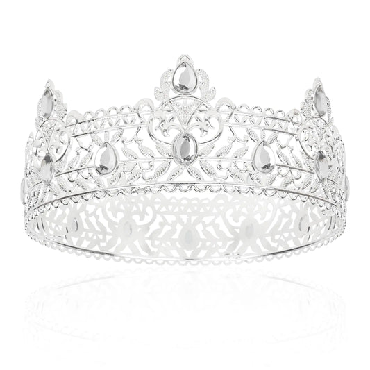 Silver King Crown – Crystal Baroque Crown for Men & Women | Halloween, Prom, Birthday