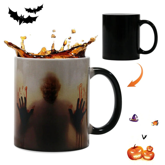 Stocking Stuffers for Adults Horror Gifts for Men Women Adluts Halloween Coffee Mug (11oz) - Color Changing Zombie Ceramic Mug Novelty Gifts for Halloween Christmas Birthday Mom Dad Friends