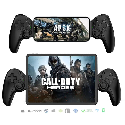 Mobile Cloud Gaming Controller for iPhone 15/14 iPad Tablet Android/PC/Switch/PS3/PS4 Gamepad Joystick with Turbo Streaming on PS5/PS4/Xbox/PC Hall Effect/Hall Trigger 6-Axis Gyro Sensor Black