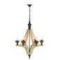 6 - Light Wood Chandelier With Adjustable Chain For Kitchen, Dining Hall Entrance, Bulb Not Included