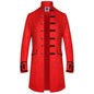 H&ZY Men Steampunk Vintage Jacket Halloween Costume Retro Gothic Victorian Frock Coat Uniform Red