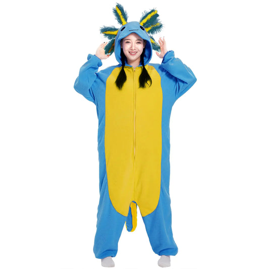Supodon Adult Onesie Animal Costume Pajamas Unisex Cosplay Sleepwear Halloween Jumpsuit for Men WomenBlue