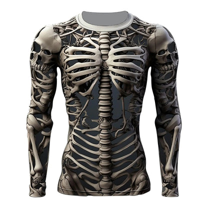 DOPRISIC 3D Print Skeleton Shirts Men Halloween Costumes Shirts Funny Long Sleeve Graphic Tees Streetwear Casual Tee Tops Halloween Shirts Skeleton Halloween Mens Shirt